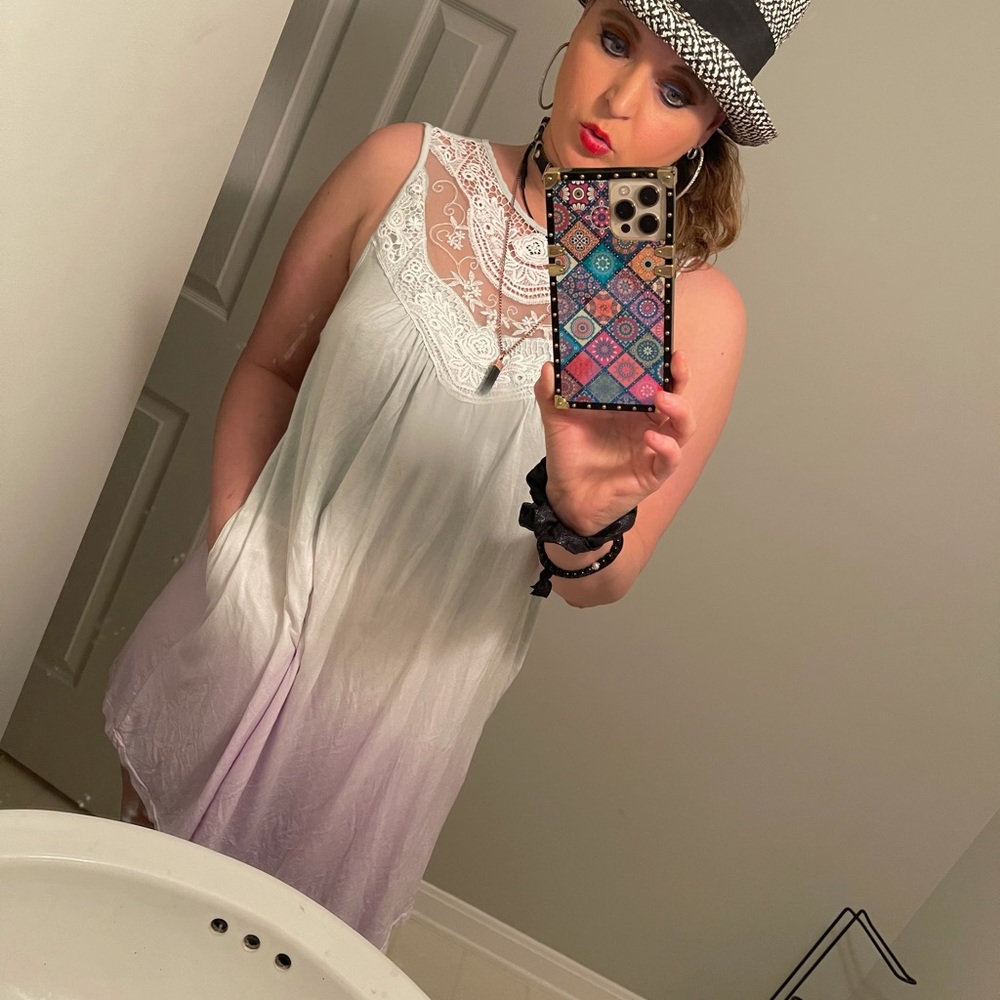 Infinity Raine flowy Tie dye lace tunic summer dress(M)